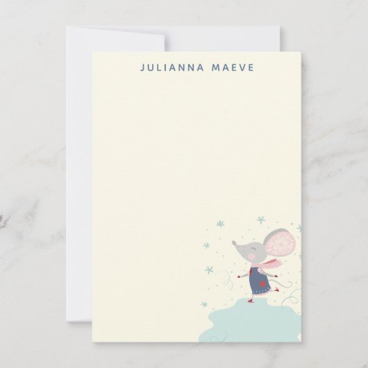 マウスお洒落アイススケーターホリデーパーソナライズされた ノートカード (正面)
