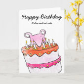 マウスお誕生日ケーキカード カード (黄色い花)