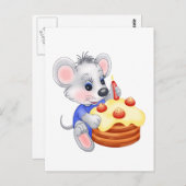 マウスお誕生日ケーキ ポストカード (正面/裏面)