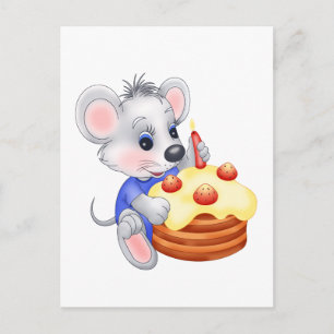 マウスお誕生日ケーキ ポストカード