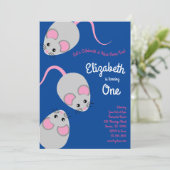 マウスかわいいネズミズキッズ1歳の誕生日パーティー 招待状 (スタンド正面)