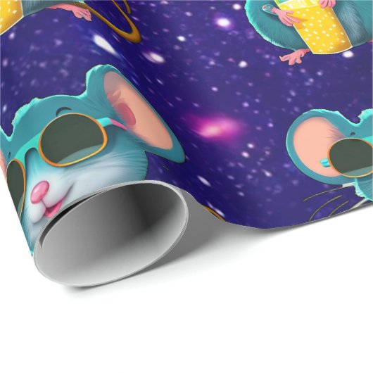 マウスかわいい魅力的テーマのキャラクターギフトラップ ラッピングペーパー (ロールコーナー)