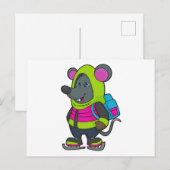 マウスがアイススケートとバックパックでアイススケートを楽しむ.pn ポストカード (正面/裏面)