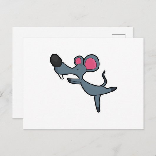 マウスがヨガのストレッチングエクササイズ ポストカード (正面/裏面)