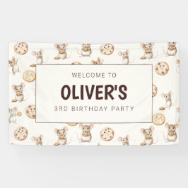 マウスとクッキーの誕生日パーティバナー 横断幕