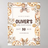 マウスとクッキーの誕生日パーティー歓迎の署名ポスター ポスター (正面)