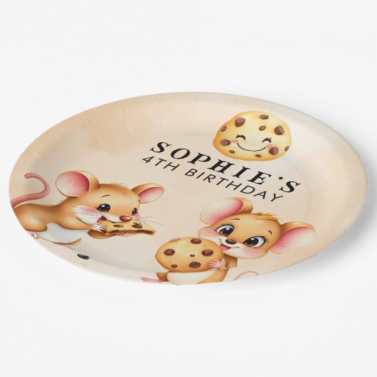 マウスとクッキーテーマ誕生日パーティー紙プレート ペーパープレート (アングル)