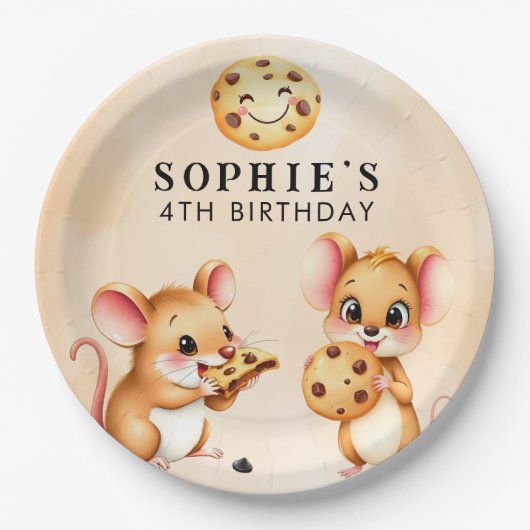 マウスとクッキーテーマ誕生日パーティー紙プレート ペーパープレート (正面)