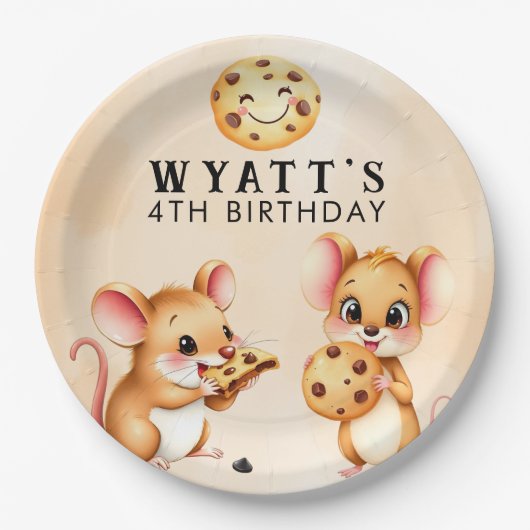 マウスとクッキーテーマ誕生日パーティー紙プレート ペーパープレート (正面)