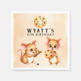 マウスとクッキーテーマ誕生日パーティー スタンダードカクテルナプキン