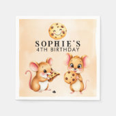 マウスとクッキーテーマ誕生日パーティー スタンダードカクテルナプキン (正面)