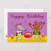 マウスとクマのパーティーはがき インビテーションポストカード (正面/裏面)