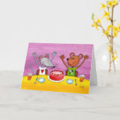 マウスとクマのパーティー カード (黄色い花)