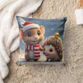 マウスとハリネズミのクリスマス クッション (ブランケット)