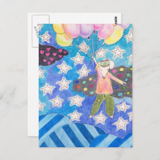 マウスとバルーンのポストカード ポストカード (正面/裏面)