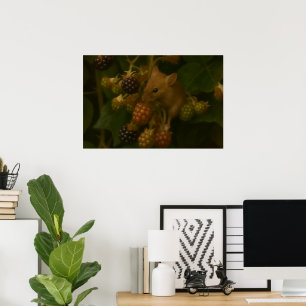 マウスとブラックベリー – Woodland Wildlife Art ポスター