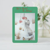 マウスとベリーの雪のシーン野生動物のクリスマス 招待状 (スタンド正面)