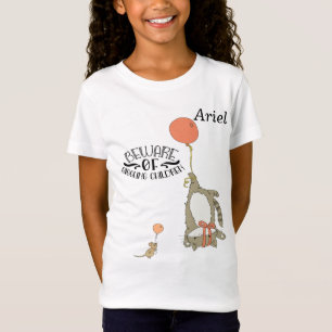 マウスと猫を使った少女のTシャツ Tシャツ