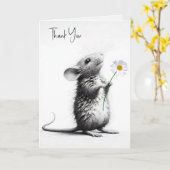 マウスと白デイジー カード (黄色い花)