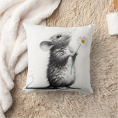 マウスと白デイジー クッション (ブランケット)