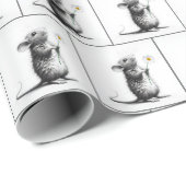 マウスと白デイジー ラッピングペーパー (ロールコーナー)