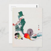 マウスと赤の大根、渡辺聖亭 ポストカード (正面/裏面)