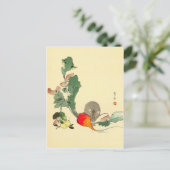マウスと赤日本の大根絵画、c.1800s ポストカード (スタンド正面)