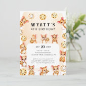 マウスとCookieテーマ誕生日パーティーの招待 招待状 (スタンド正面)