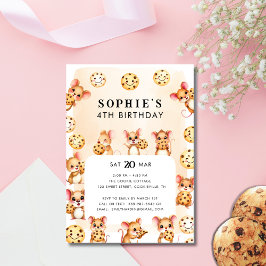 マウスとCookieテーマ誕生日パーティーの招待 招待状