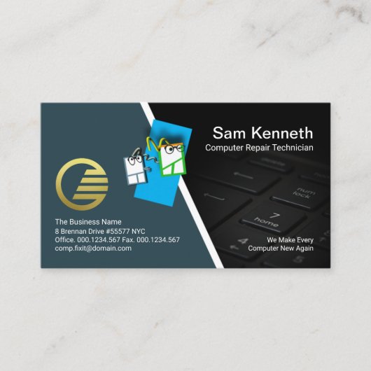 マウスのかわいいキーボードPCの修理 名刺 (正面)