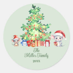 マウスのクリスマス ラウンドシール