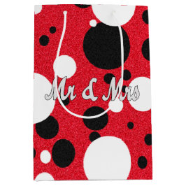 マウスのパーティーの氏及び夫人ブライダルシャワーの水玉模様のパーティー ミディアムペーパーバッグ