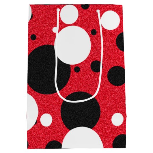 マウスのパーティーの氏及び夫人ブライダルシャワーの水玉模様のパーティー ミディアムペーパーバッグ (裏面)