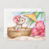 マウスの休暇 – かわいいビーチアートはがき ポストカード (正面/裏面)