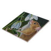 マウスの匂いを嗅ぐ雪滴の水彩画 タイル (側面)