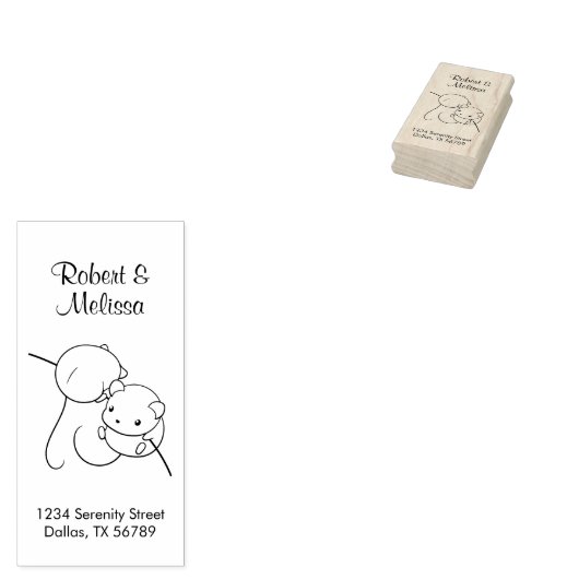 マウスの収穫、茎のアドレス上のネズミのペア ラバースタンプ (押印)