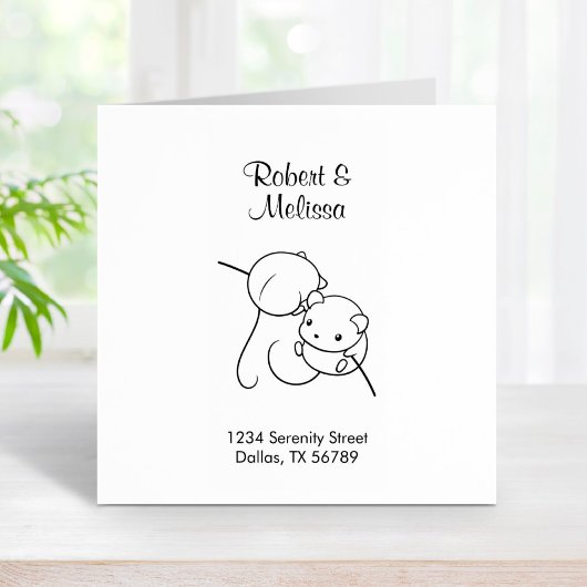 マウスの収穫、茎のアドレス上のネズミのペア ラバースタンプ