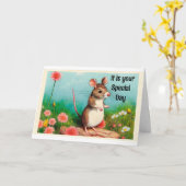 マウスの子供の誕生日カード カード (黄色い花)