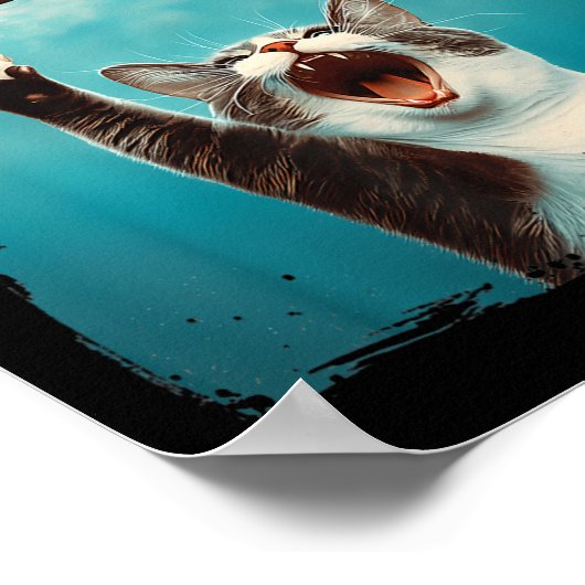 マウスの子猫を追いかける肉猫マウスのパロディ猫サメ ポスター (角)