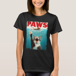 マウスの子猫を追いかける肉猫マウスのパロディ猫サメ Tシャツ