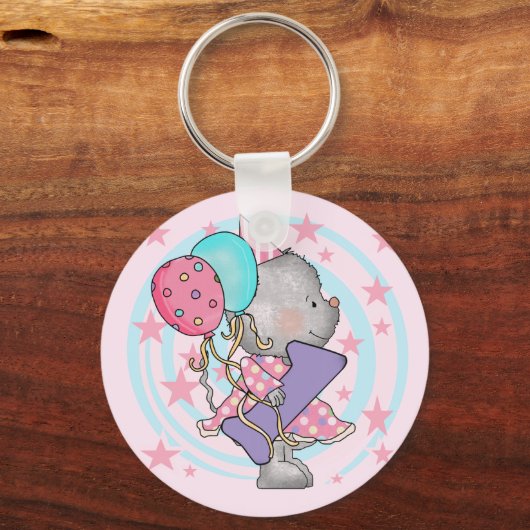 マウスの最初の誕生日Tシャツとプレゼント キーホルダー (正面)