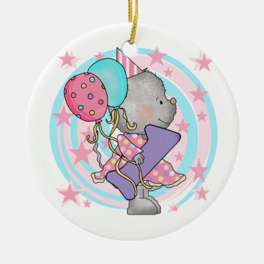 マウスの最初の誕生日Tシャツとプレゼント セラミックオーナメント (正面)