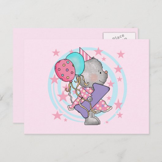 マウスの最初の誕生日Tシャツとプレゼント ポストカード (正面/裏面)