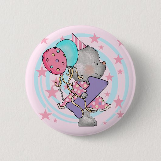 マウスの最初の誕生日Tシャツとプレゼント 缶バッジ (正面)