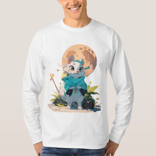 マウスの神秘的な長袖シャツ Tシャツ (正面)
