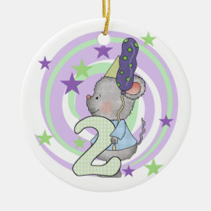 マウスの第2誕生日Tシャツとギフト セラミックオーナメント
