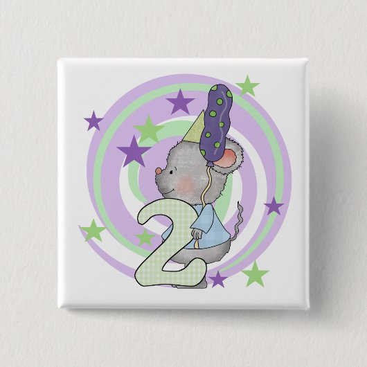 マウスの第2誕生日Tシャツとギフト 缶バッジ (正面)