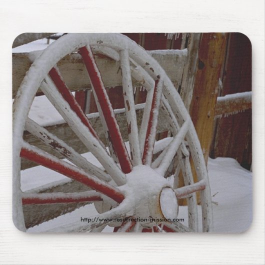 マウスのpad~~のSnowyの荷馬車の車輪 マウスパッド (正面)