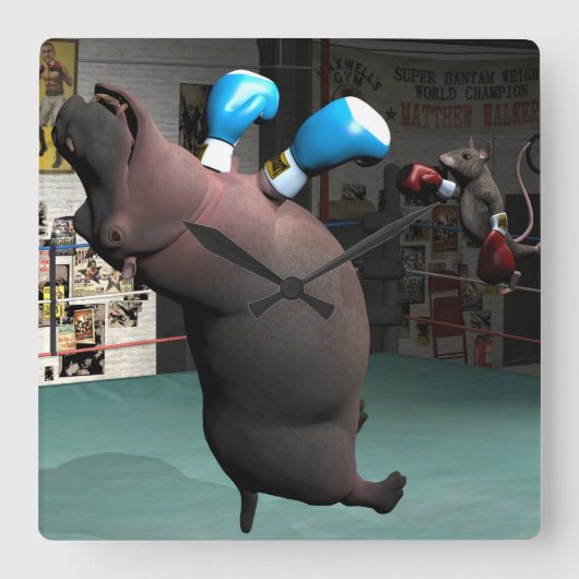 マウスはカバKOを打ちます スクエア壁時計 (正面)