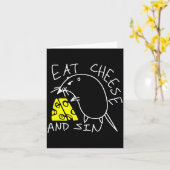 マウスはチーズを食べて罪を犯す 面白いチーズ好き カード (黄色い花)